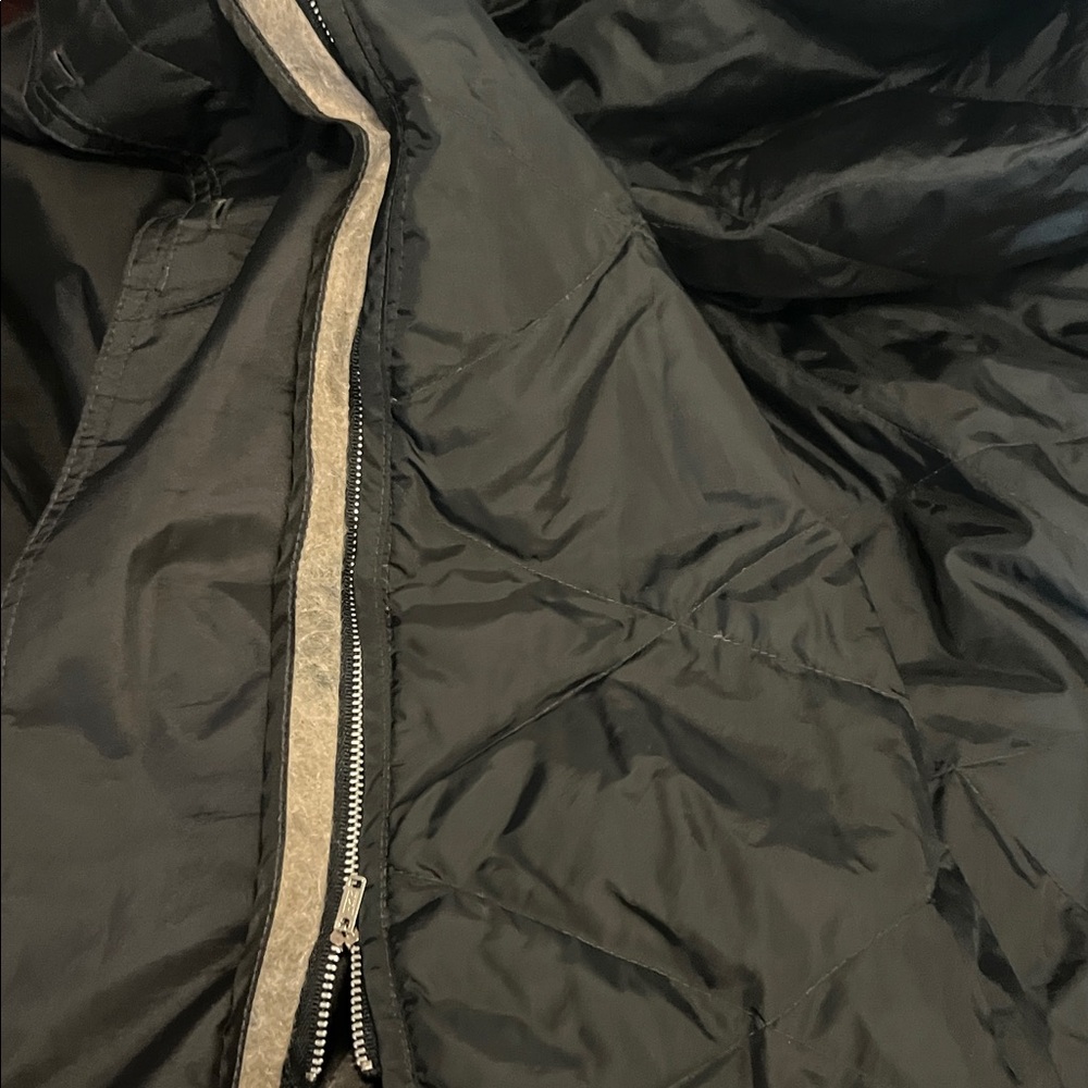 Luba Vintage Womans Black Nyon Asymmetrical Long Quilted Trench Rain Coat 9/10 - Picture 13 of 15
